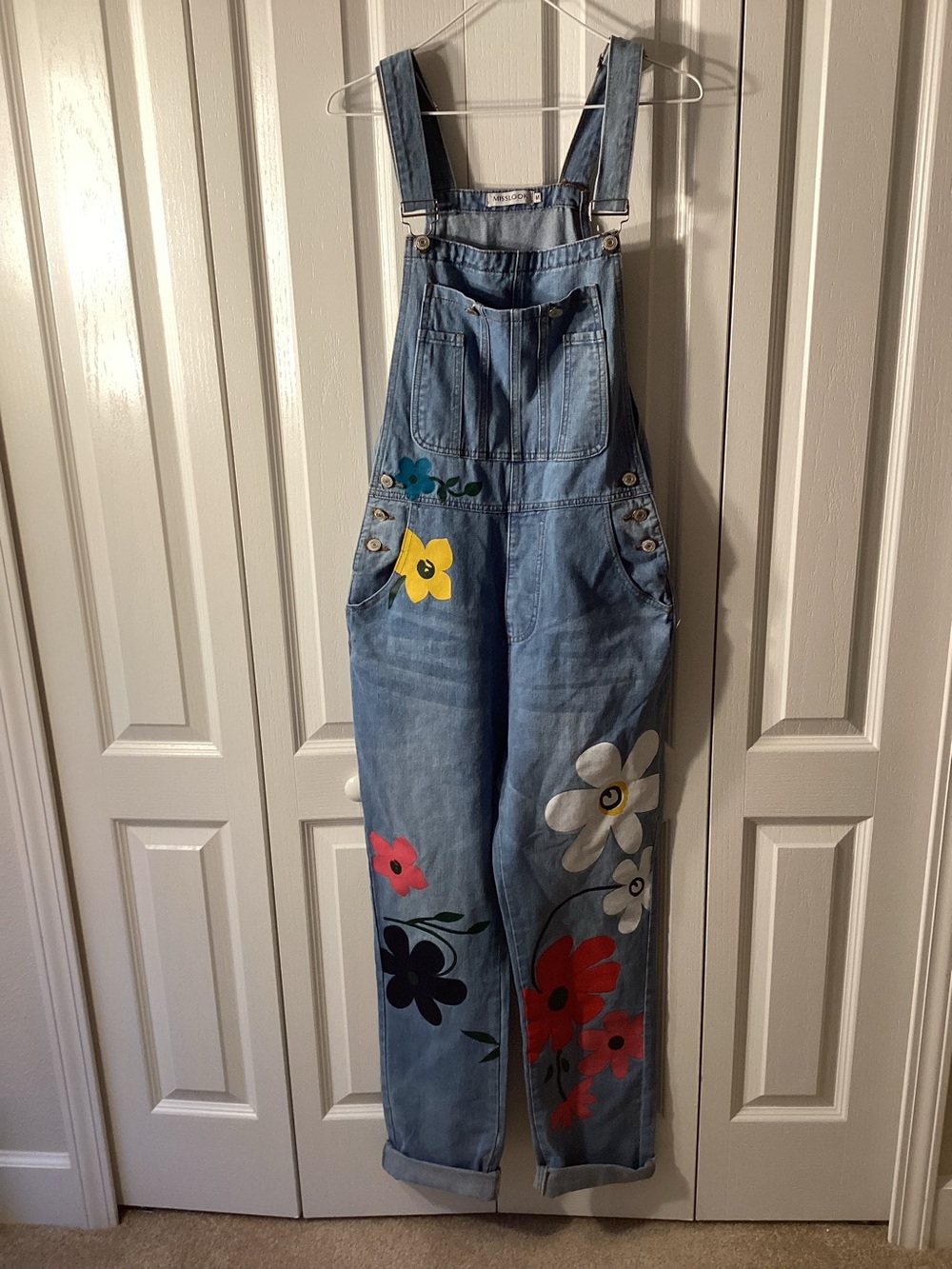MissLook Floral Printed Boho Bib Overalls  Womens Sz Med - NWOT